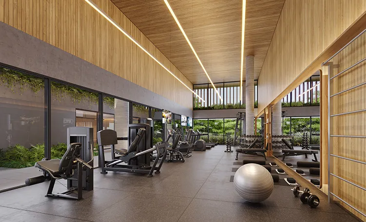 Academia com equipamentos Technogym no KAA
