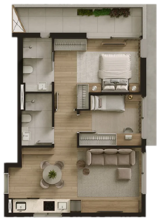Planta das Residências Tipo C