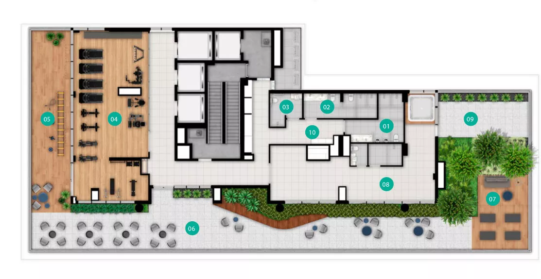Rooftop da torre Health, 25º pavimento