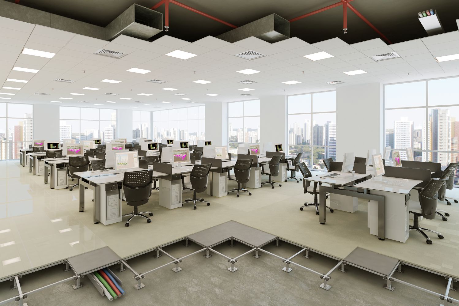 Andar corporativo com estações de trabalho no Iguaçu 2820