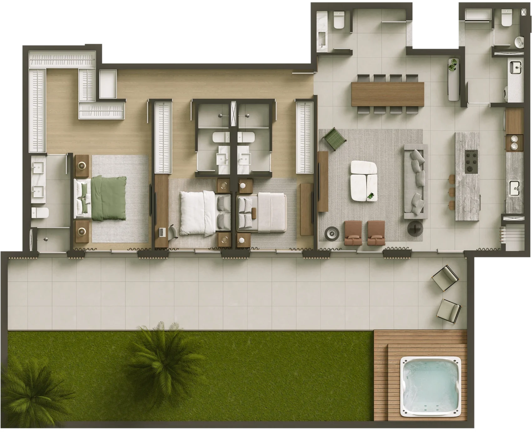 Planta da Residência Jardim de 262m², final 2