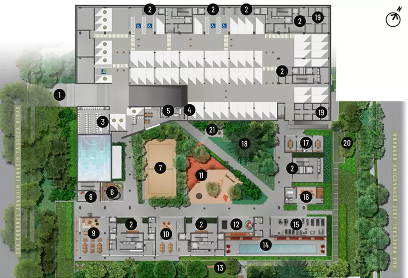 Prancha de implantação da praça inferior