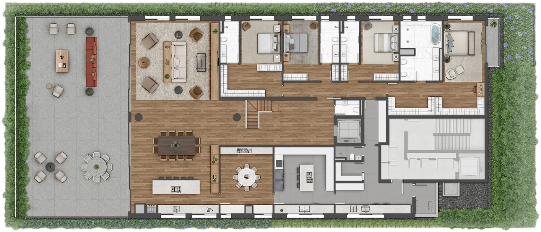 Planta da Cobertura Duplex de 1.043m², pavimento inferior