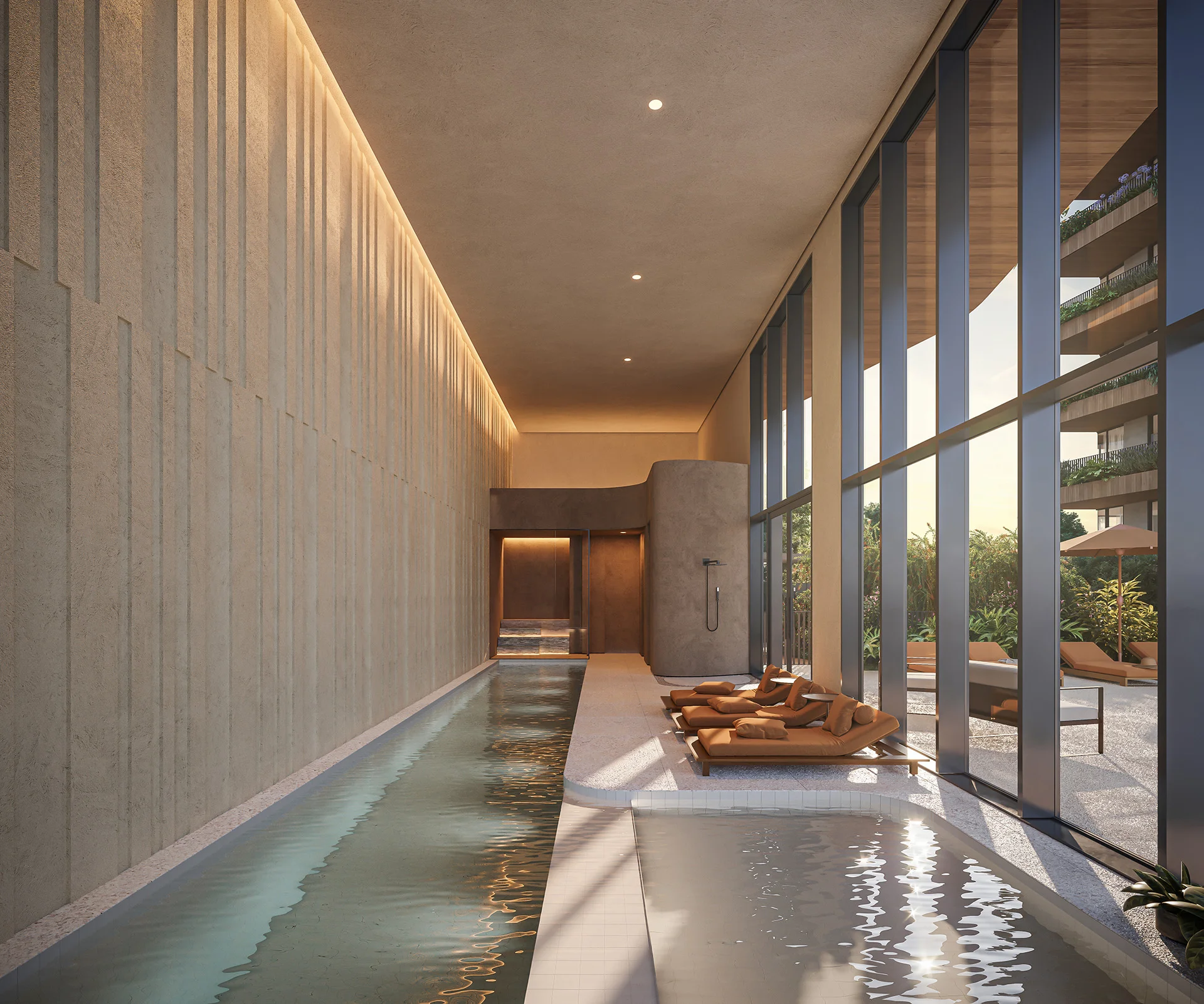 Piscina coberta aquecida e sauna