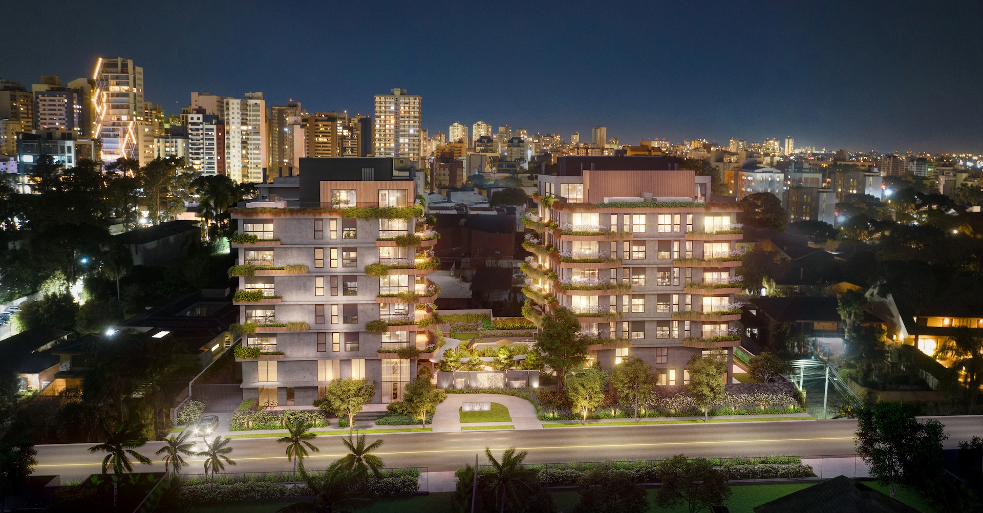 Fachada noturna