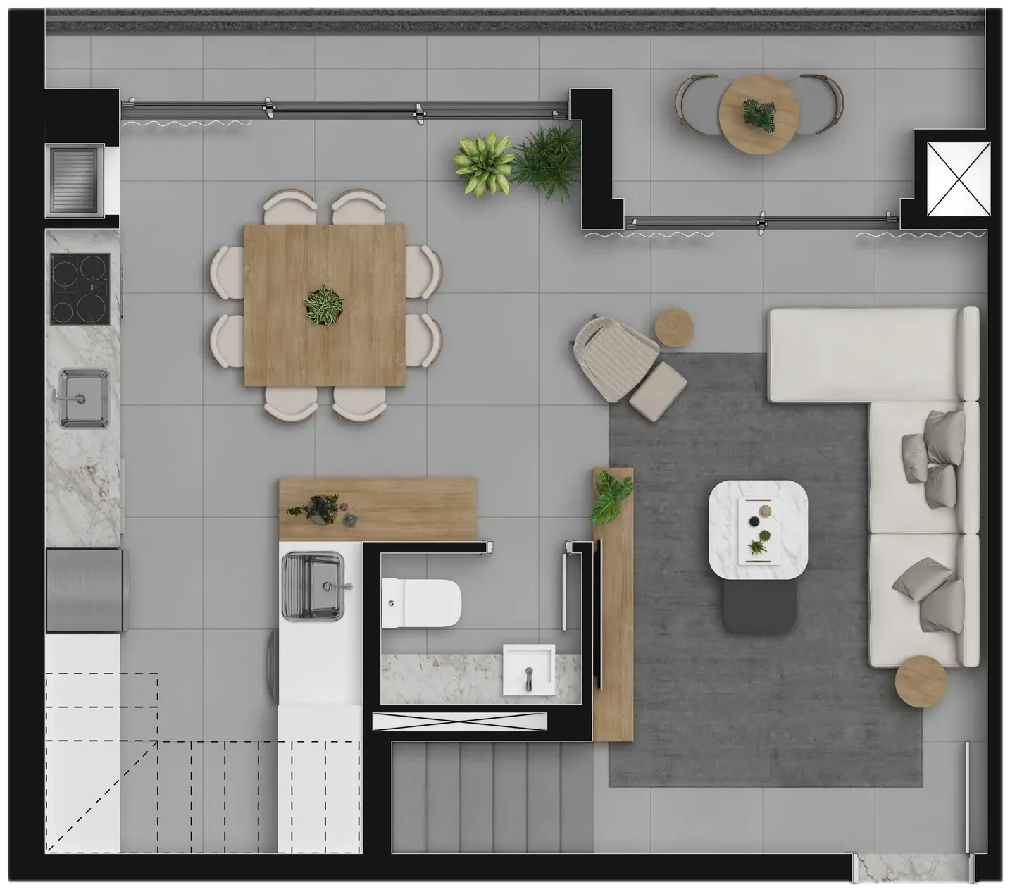 Planta do Duplex Tipo C, pavimento inferior