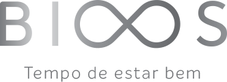 Logo oficial do empreendimento BIOOS acompanhado do slogan - Tempo de estar bem